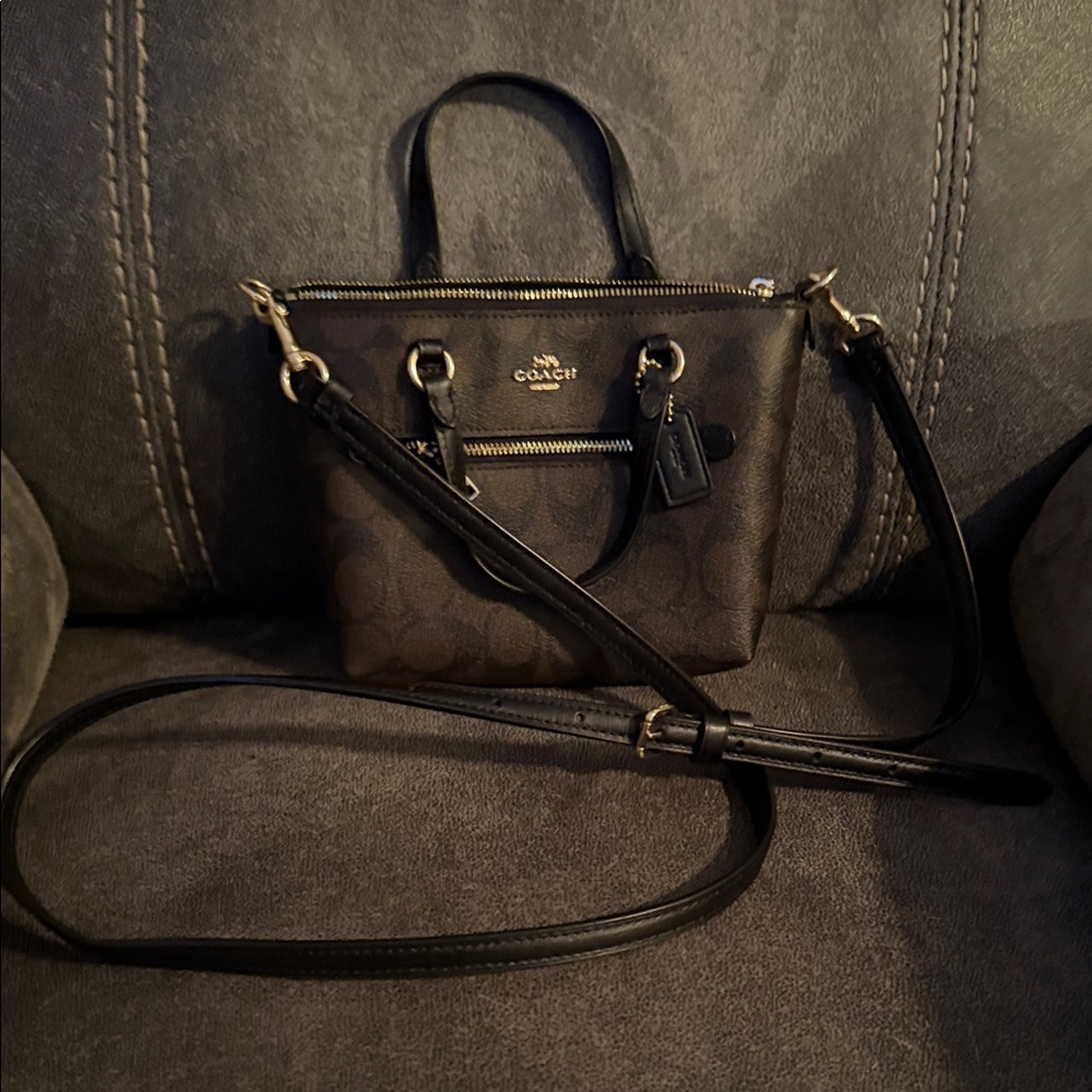 Coach Black and Brown Mini Crossbody Bag